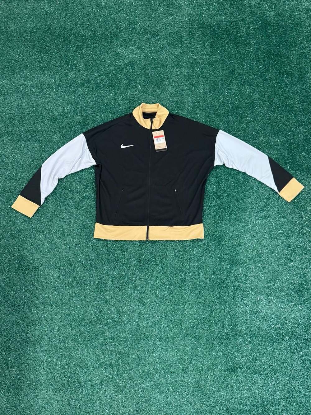 Nike Women's Dri-FIT Full-Zip Track Jacket Black Gold White Size L New
